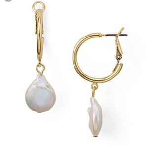 Bloomingdales Aqua fresh water pearl hoop earrings